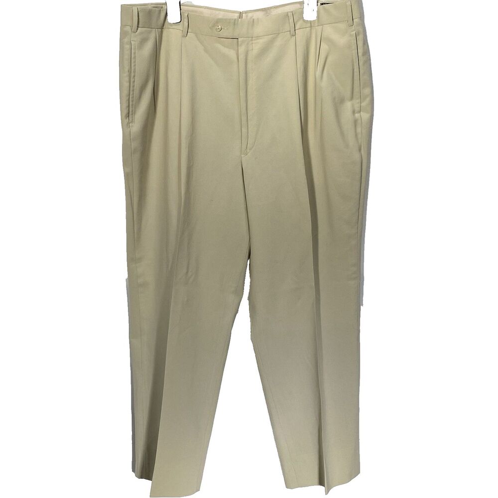 Vtg MAJER Wool Dress Pants Pleated Button Pockets Trousers Slacks Mens 40 Beige
